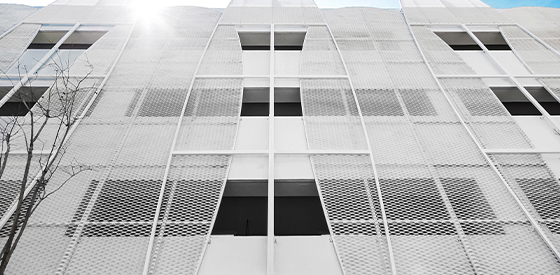 Expanded Metal On Parking Lot Façade
