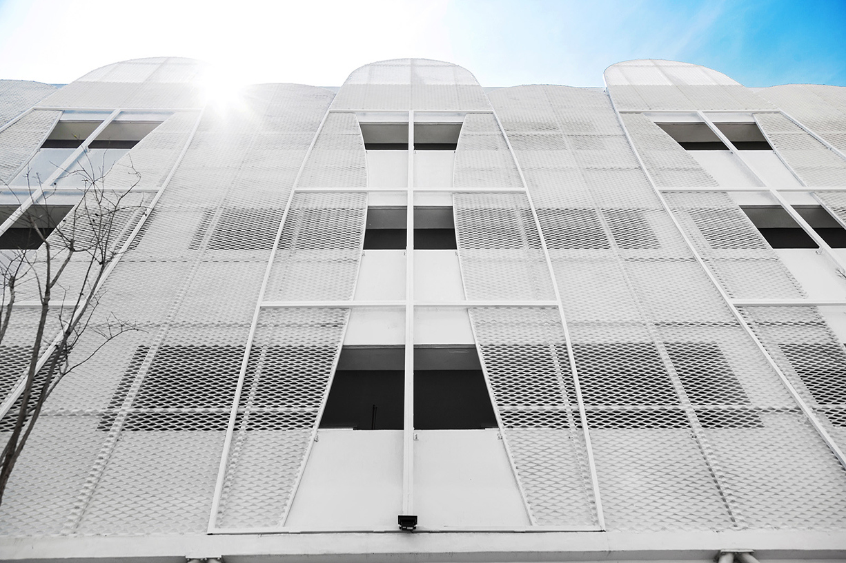 Expanded Metal On Parking Lot Façade